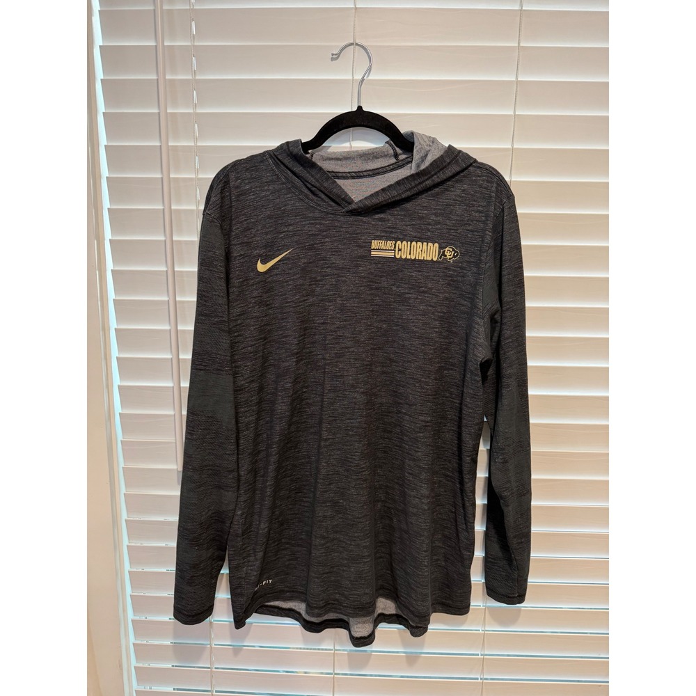 Nike Mens Colorado Buffaloes Dri-FIT Hooded T-Shirt Charcoal Grey Medium CU